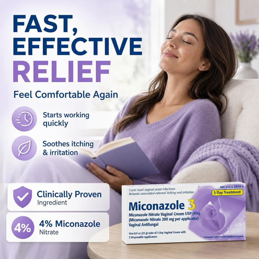 Taro 3-Day Soothing with Miconazole Nitrate 4% Yeast Infection Treatment Cream 0.9 oz Includes 3 Applicators