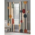 thumbnail image 4 of Abstract Boho Semi Sheer Window Curtains 84 Inches Long, Vintage Multicolored Geometric Stripes Rod Pocket Voile Silky Chiffon Curtain Light Filtering Drapes for Living Room, 52"x84", 2 Panels, 4 of 9