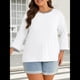 thumbnail image 5 of Blusas de 3/4 para Mujer, Elegantes, Informales, con Cuello Redondo, Holgadas y A , para L, 5 of 9