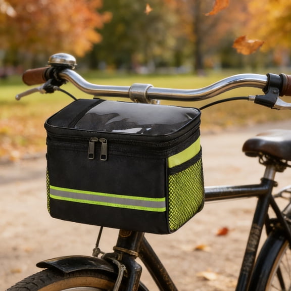 Large Capacity Waterproof Bicycle Front Bag Transparent Top Phone Mount,Easy Installation Cycling Organizer,Bike Accessories with Phone Mount Fits Most Tricycle & Scooter.