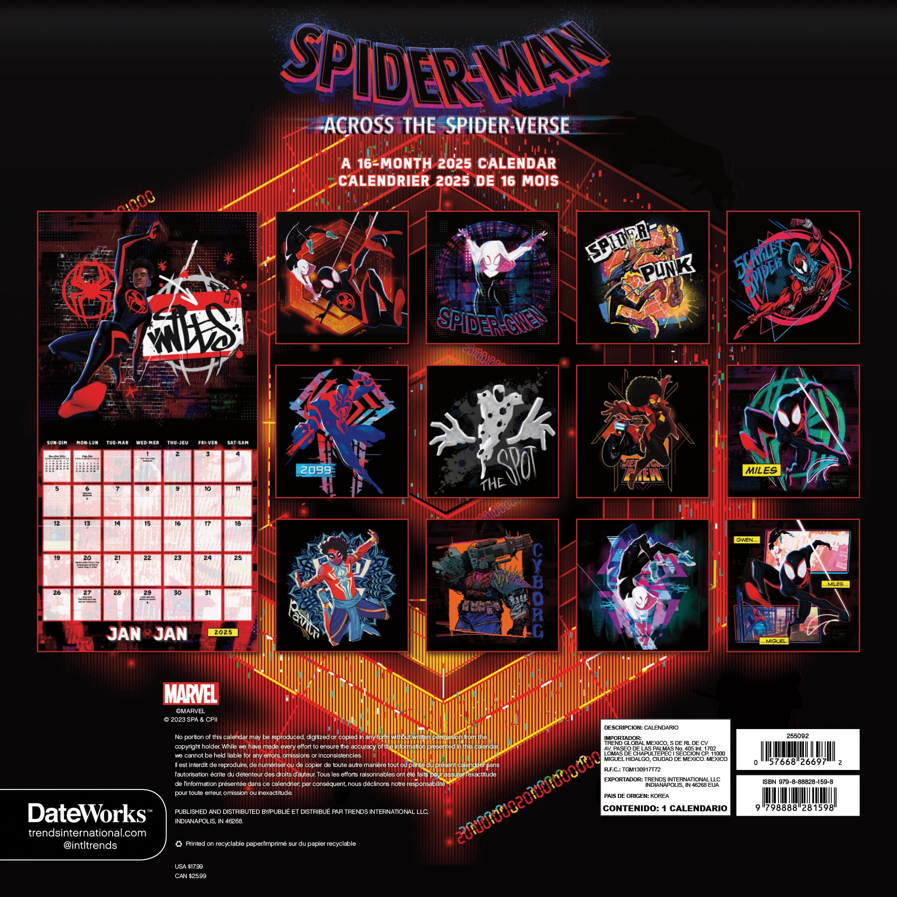 Trends International 2025 Marvel Spider-Man: Beyond the Spider-Verse Wall Calendar - Walmart.com trends-international-2025-marvel-spider-man-beyond-the-spider-verse-wall-calendar-walmart-com