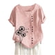 thumbnail image 3 of Fiudx Liquidación de Ahorros de Verano Moda Mujer Verano Suelta Impresión Cuello Redondo Camiseta Manga Corta Blusa Casual Tops, 3 of 3