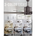 thumbnail image 4 of Kristoff 66" Large Ceiling Fan with Light & Remote Control, ETL Listed, 8 Blade Ceiling Fan Light Fixture, for Living Room Dining Room Bedroom Kitchen Garage Indoor (Oak Wood Color), 4 of 12