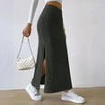 thumbnail image 5 of Women's Side Slit Skirts Ribbed Knit Bodycon High Waisted Casual Long Skirts Stretchy Trendy Maxi Skirts for Women, 5 of 5