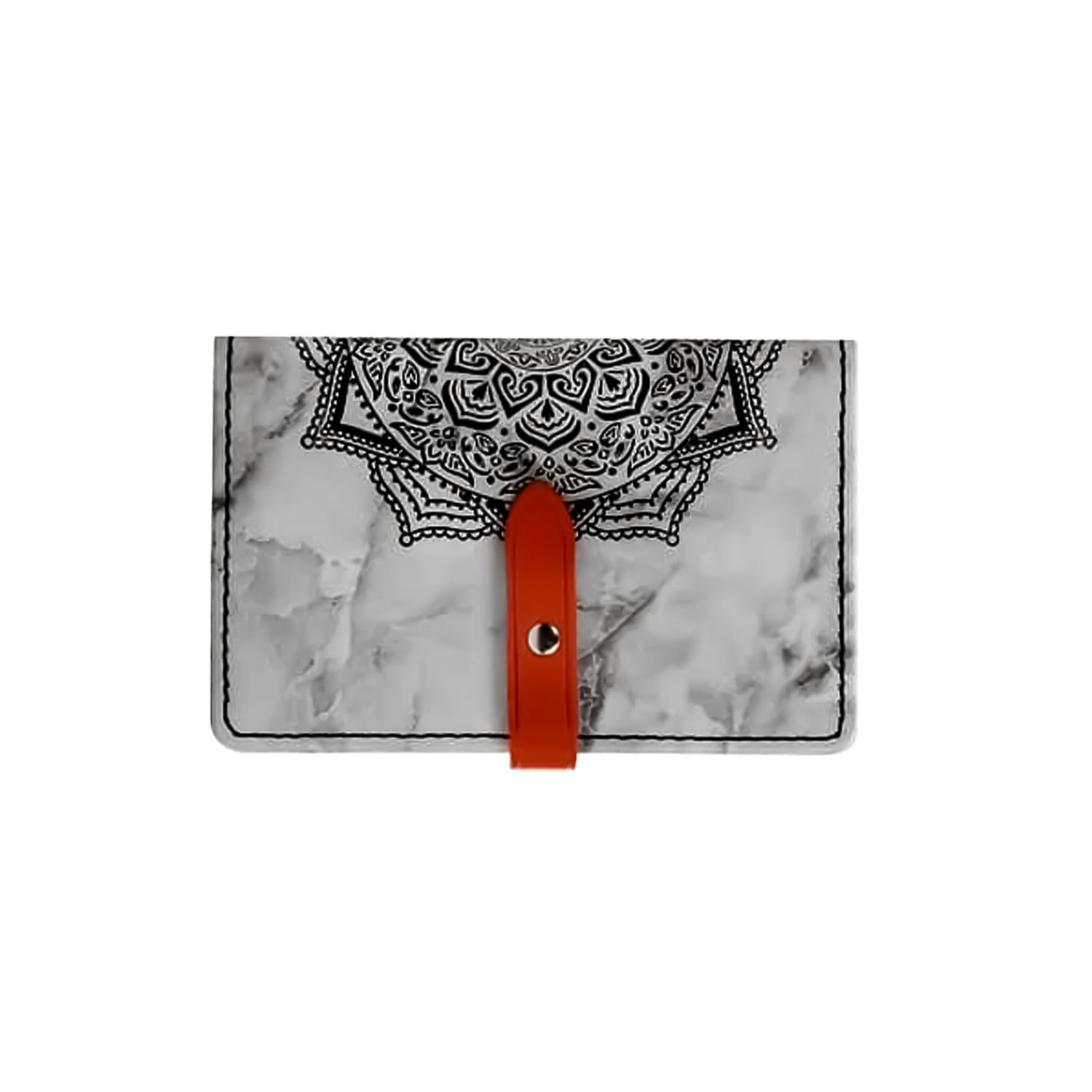 Universal Leather Phone Card Pocket Featuring Datura Flower Artwork - Dark Black