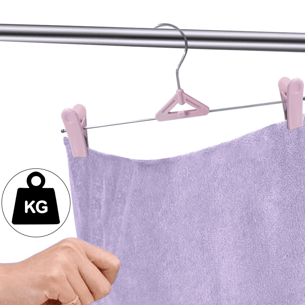 Northern Brothers Space-Saving Adjustable Non-Slip Pants Hangers For Adults & Kids(50-Pack, Pink)