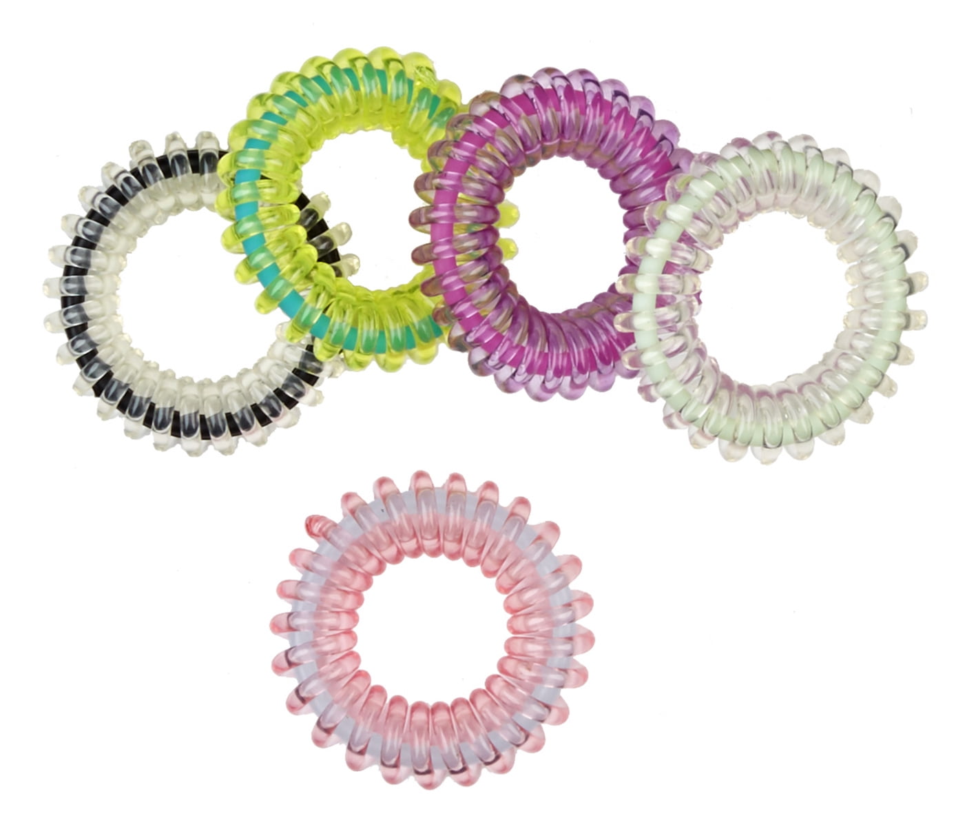 (4 pack) Scunci Spirals No Slip Grip Ponytailers, Assorted, 5 Ct