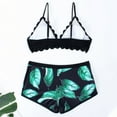 thumbnail image 5 of Honeeladyy Womens High Waisted Swimsuits with Boy Shorts Brazilian Triangle Top Halter Bikini Two Piece Bathing Suits Green L, 5 of 7