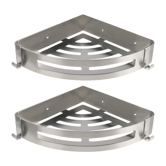 Bathroom Shower Caddy 2 Pack, 304 Stainless Steel Shower Organizer with 2 Hooks, No Drill (Corner Shelf, Chrome Finish)
