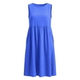thumbnail image 4 of Summer Plus Size Sun Dresses for Womens Fashion Solid Color Casual Round-Neck Sleeveless Dress With Pocket, 4 of 8