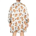 thumbnail image 2 of Wearable Oversized Blanket,White Christmas Gingerbread Man Pattern Wearable Blanket Hoodie for Adults,Cozy Hooded Blankets with Super Pockets,Super Warm Fuzzy Pullover for Women & Men, 2 of 6
