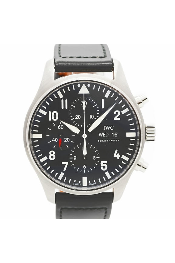 Pre-Owned IWC Schaffhausen Pilot IW377709 Men's Black Dial Watch (Good)