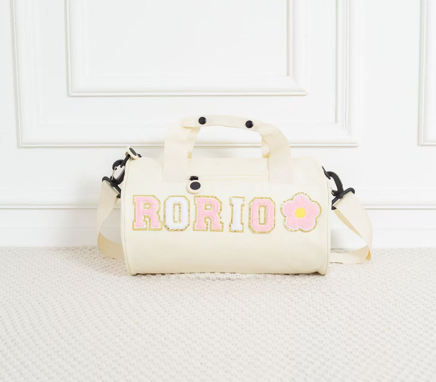 Personalized Sport Duffle Bag with chenille Letter,Custom Water Proof Dance Bag for Kids,Overnight Bag,Sewn Weekender Ballet Bag,Birthday Gift for Kids