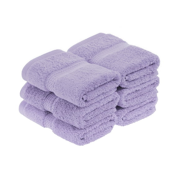 Superior 800 GSM Egyptian Cotton Heavyweight Face Towel Set of 6, Purple
