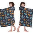 thumbnail image 4 of Retro Consoles Games Icons Blue Pattern Hooded Bath Towel，60"x35" for Ages 3 To 12 Kids, Quick Dry Lightweight Soft Microfiber Hood Beach Towel Cover Up for Kids, 4 of 7