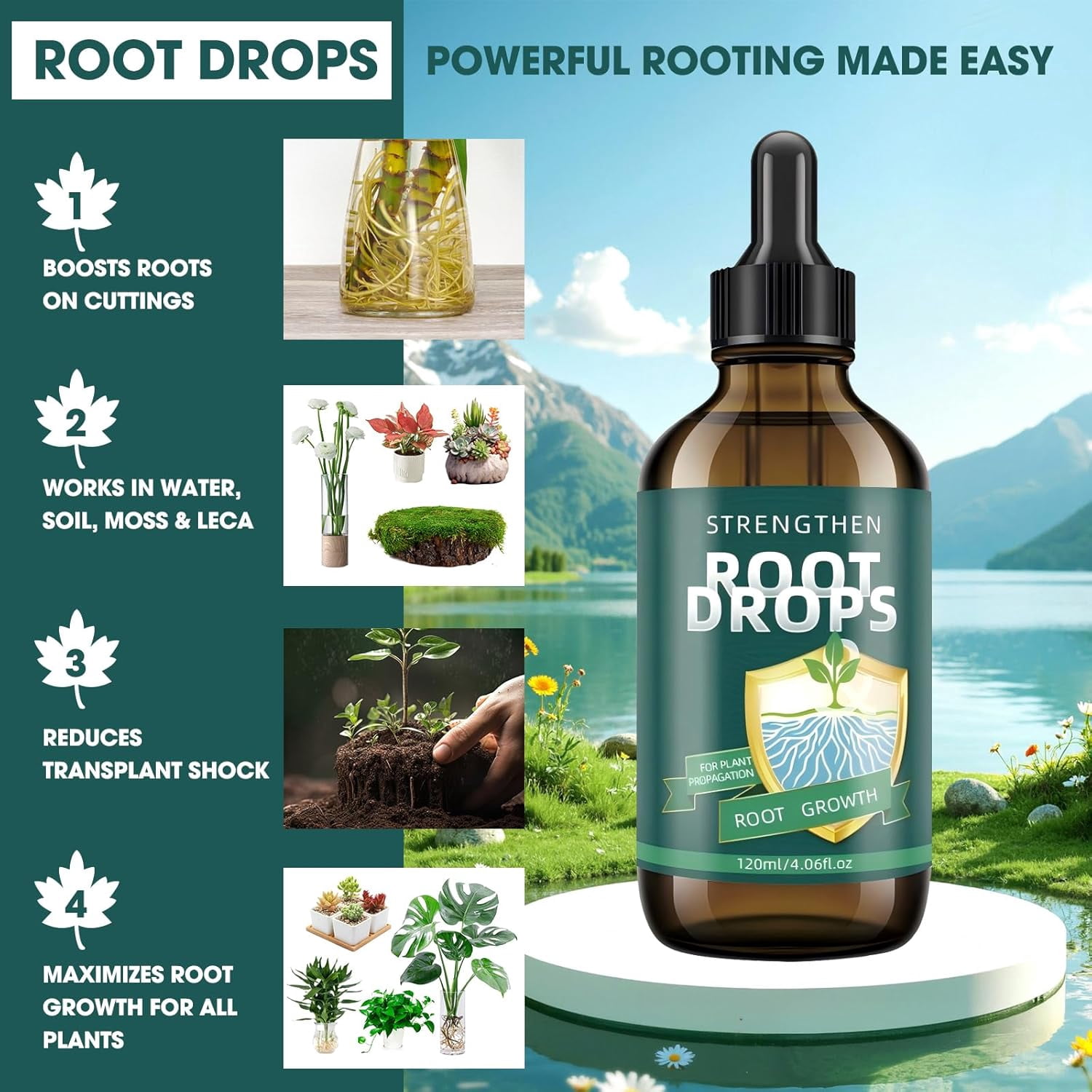 Liquid Rooting Hormone for Cuttings – Fast Root Growth Solution for Water & Soil | Plant Propagation Drops for Houseplants, Pothos & Monstera (4.06 oz)
