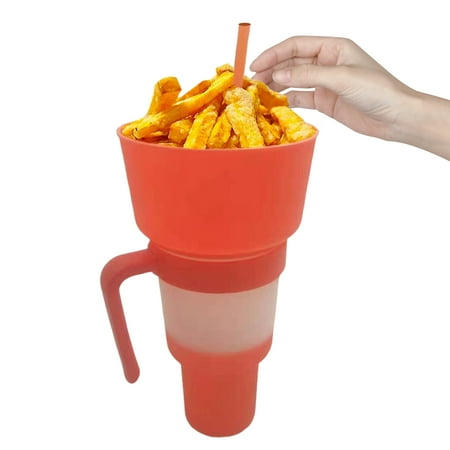 

Riguas 1000ML Stadium Tumbler with Straw Handle Color-changing Large Food Grade Plastic Top Bowl Popcorn Snack Drink Sippy Cup Bar Club Party Supplies