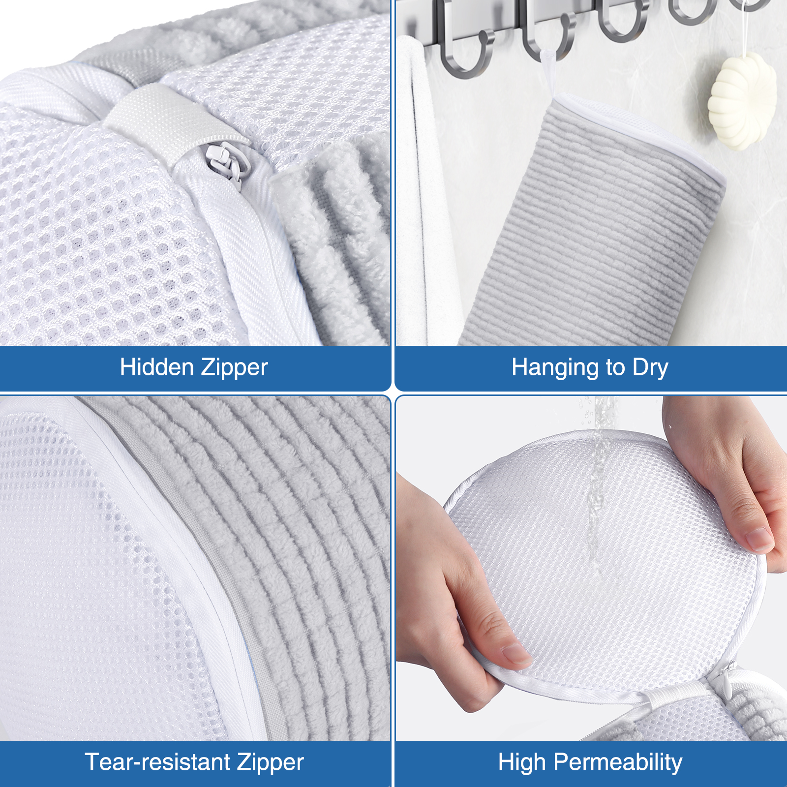 Avoalre Shoe Washing Bag, Fluffy Fibers 360° All-Around Cleaning Shoe Laundry Bag, Top Hidden Zipper, Durable & Reusable for All Shoe Types