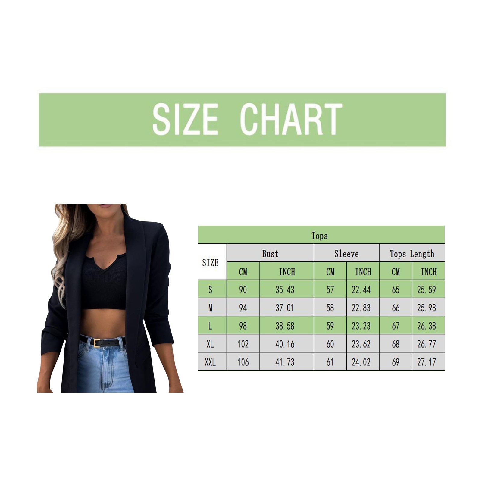 Blazer Femme élégant Revers – Veste Costume Manches Longues, Devant Ouvert Un Bouton, Pour Bureau, Travail, Couleur Unie
