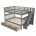 thumbnail image 6 of DreamBuck Full over Full Bunk Bed with 3 Drawers and Storage Shelves, Stairway Bunk Bed for Adults, Solid Wood Bedframe, Convertible to 2 Full Beds, Perfect for Kids Bedroom, Gray, 6 of 8