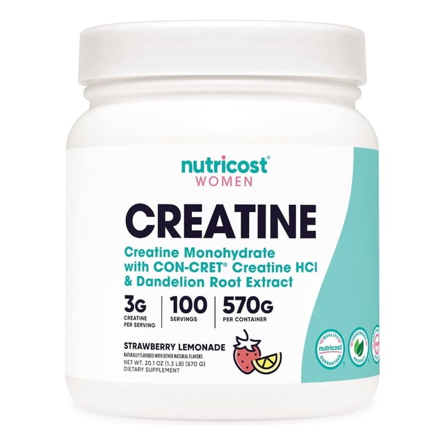 Creatina Monohidratada Para Mujeres 570gr Sabor Fresa Limón