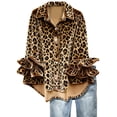thumbnail image 2 of Women Shirts Leopard Print Fashion Button Down Lapel Collared Spring Dressy Work Blouses 2026 Long Sleeve Business Tops, 2 of 3