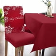 thumbnail image 2 of Chair Covers for Dining Room Set of 6,Merry Christmas White Snowflakes on Red Stretch Seat Protector Removable Washable Chairs Slipcovers for Kitchen Banquet Wedding Hotel,Xmas Celebration, 2 of 6
