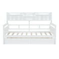 thumbnail image 5 of AENKYO Twin Size Wooden Daybed Bed Frame with 2 Storage Drawers and Headboard Shelf, Solid Wood Sofa Bed, White, 5 of 8