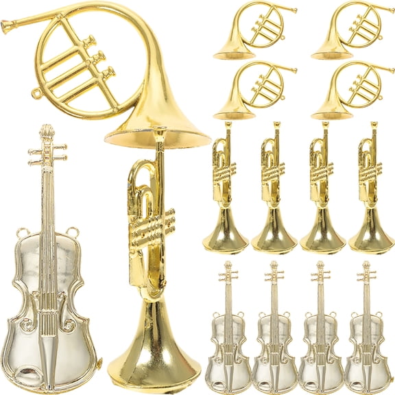 Gymnture 15pcs Miniature Musical Instrument Christmas Tree Ornament Xmas Wreath Accessory