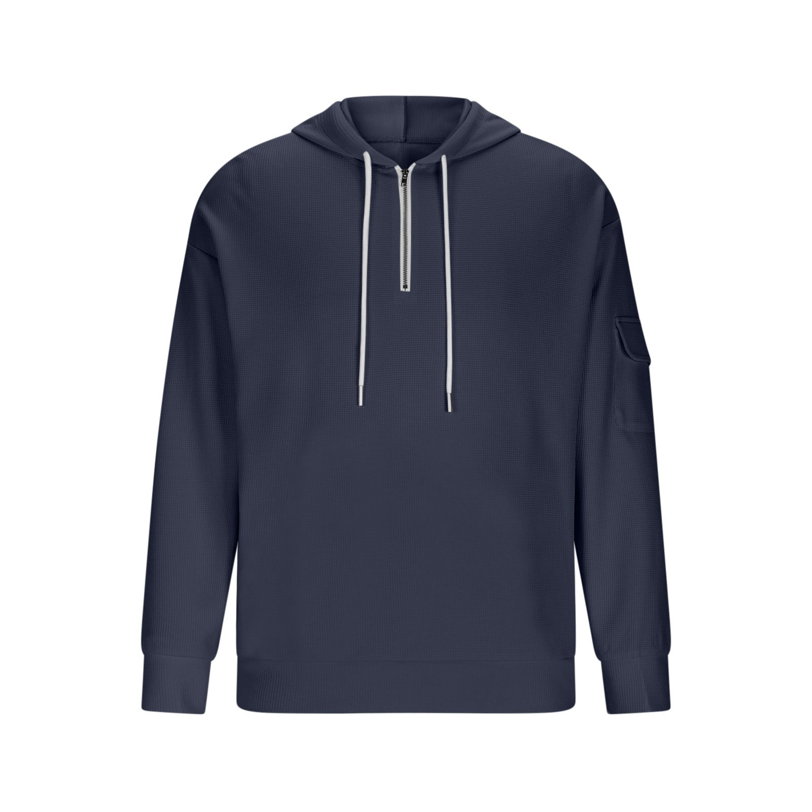 Yteetum Hoodies for Men Oversized Quarter Zip Waffle Weave Drawstring Long Sleeve Pullover Hooded Sweatshirts Tops Mens Casual Solid 1/4 Zipper Loose Fits Fall Athletic Hoodie with Pockets