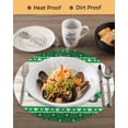 thumbnail image 3 of 13 Inch Round Placemats Set of 4, Saint Patrick's Day Non Slip Heat Insulation PP Table Mats, Luck Leaves Car Grey Wooden Plaid Washable Place Mats for Kitchen Dining Party Table Decor, 3 of 7