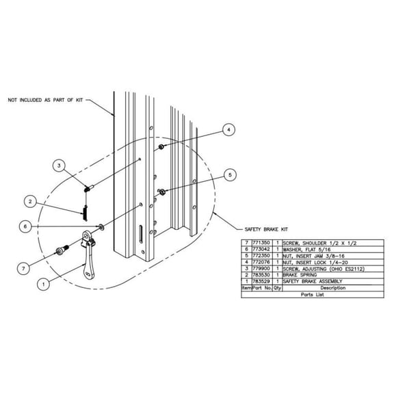 Sumner Lift Safety Brake Assembly For 2000 Series And Eventer