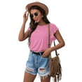 thumbnail image 6 of JWD Summer Ruffle Short Sleeve Knit Tunic Tops Shirts Tank Tee Blouse, 6 of 7