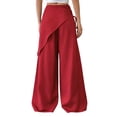 thumbnail image 3 of Women Wide Leg Baggy Flowy High Waisted Pants Loose Fit Casual Cozy Cute Y2k Trousers Red S, 3 of 7