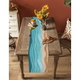 thumbnail image 5 of nqOlkjepod Turquoise Beach Table Runner 90 Inches Long Farmhouse Dress Scarves, Abstract Ripple Gradient Ocean Sand Dining Tablerunner for Coffee Table/Kitchen Island/Party Décor, 13" x 90", 5 of 8