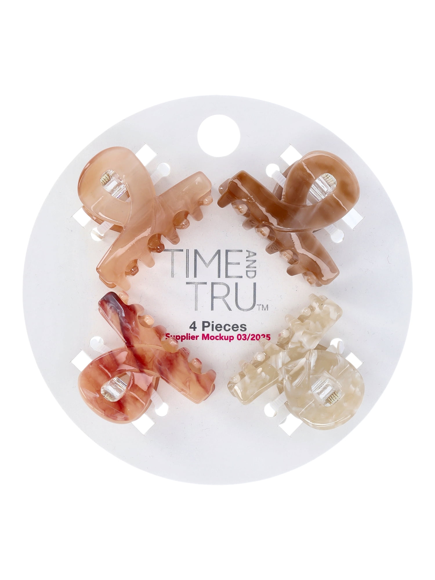 Time and Tru Women's Mini Claw Clips, 4-Pack