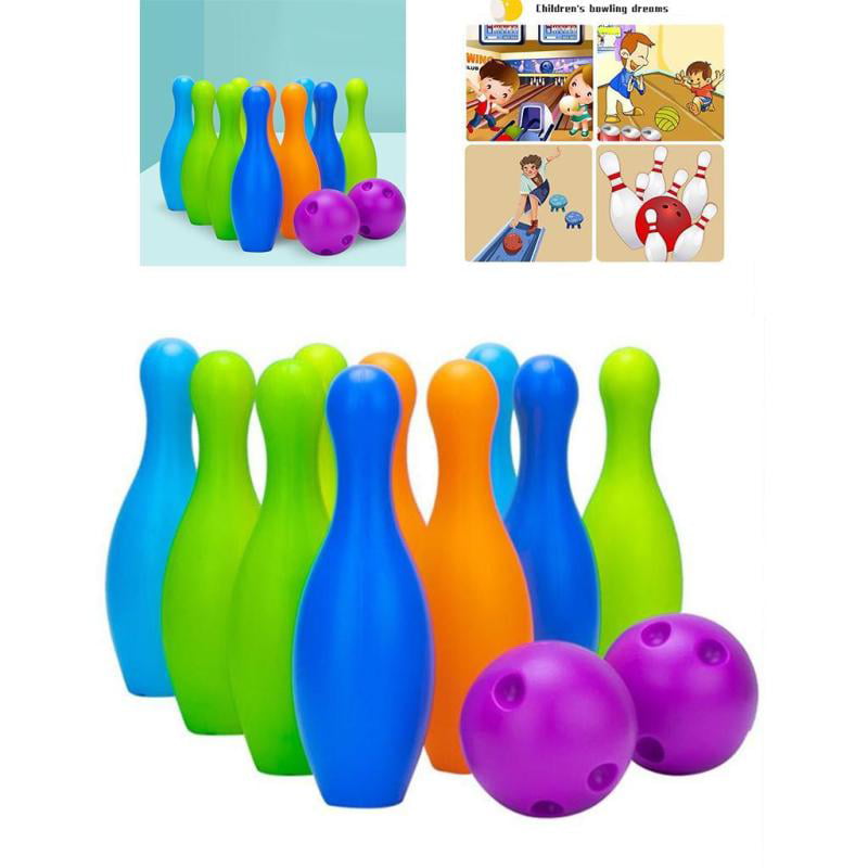 MagiDeal Kids Desktop Mini Bowling Game Set 10 Bowling Pins and 2 Pusher Toy 