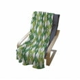 thumbnail image 4 of Floral Soft Flannel Fleece Throw Blanket, Striped Retro Flower Motif with Abstract Lines Groovy Old Fashion, Cozy Plush for Indoor and Outdoor Use, 50" x 70", Lime Green Forest Green, by Ambesonne, 4 of 6