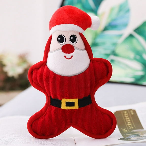 HINTRMENT Dog Chew Toys Plush Doll Santa Claus Shape For Christmas Pet Supplies 1Pcs 8.7x3.9x1.2in