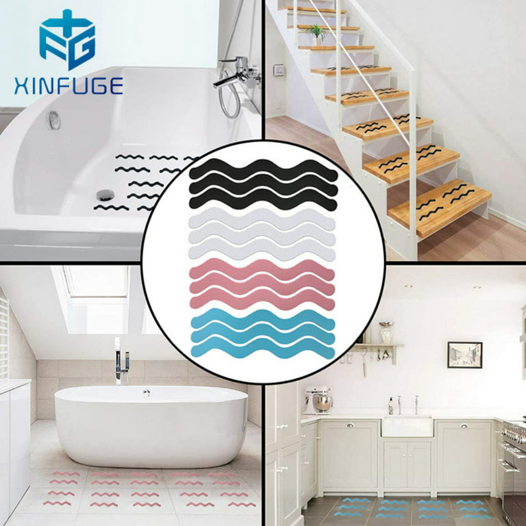 Anti Slip Shower Stickers 12/24 PCS Safety Bathtub Strips Adhesive Decals  with Premium Scraper for Bath Tub Shower Stairs Ladders 