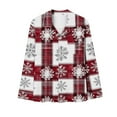 thumbnail image 6 of Women Christmas Pajama Set Long Sleeve Fleece Sleepwear Two Piece Pjs Winter Loungewear Snowman Print Nightwear, 6 of 7