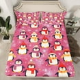 thumbnail image 2 of Manfei Cute Penguin Wildlife Queen Sheet Sets, Kawaii Cartoon Snowflake Flat Sheet, Teen Boy Girl Kid Queen Fitted Sheet, Super Cozy Room Decor, 4-Piece, 2 of 7