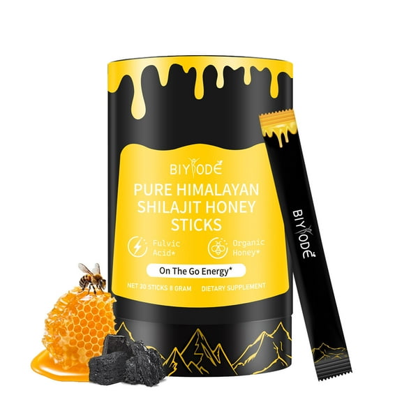 Himalayan Shilajit Honey Sticks with Fulvic Acid - Organic On-The-Go Energy Supplement, 30 Count for Natural Vitality & Immune Support
