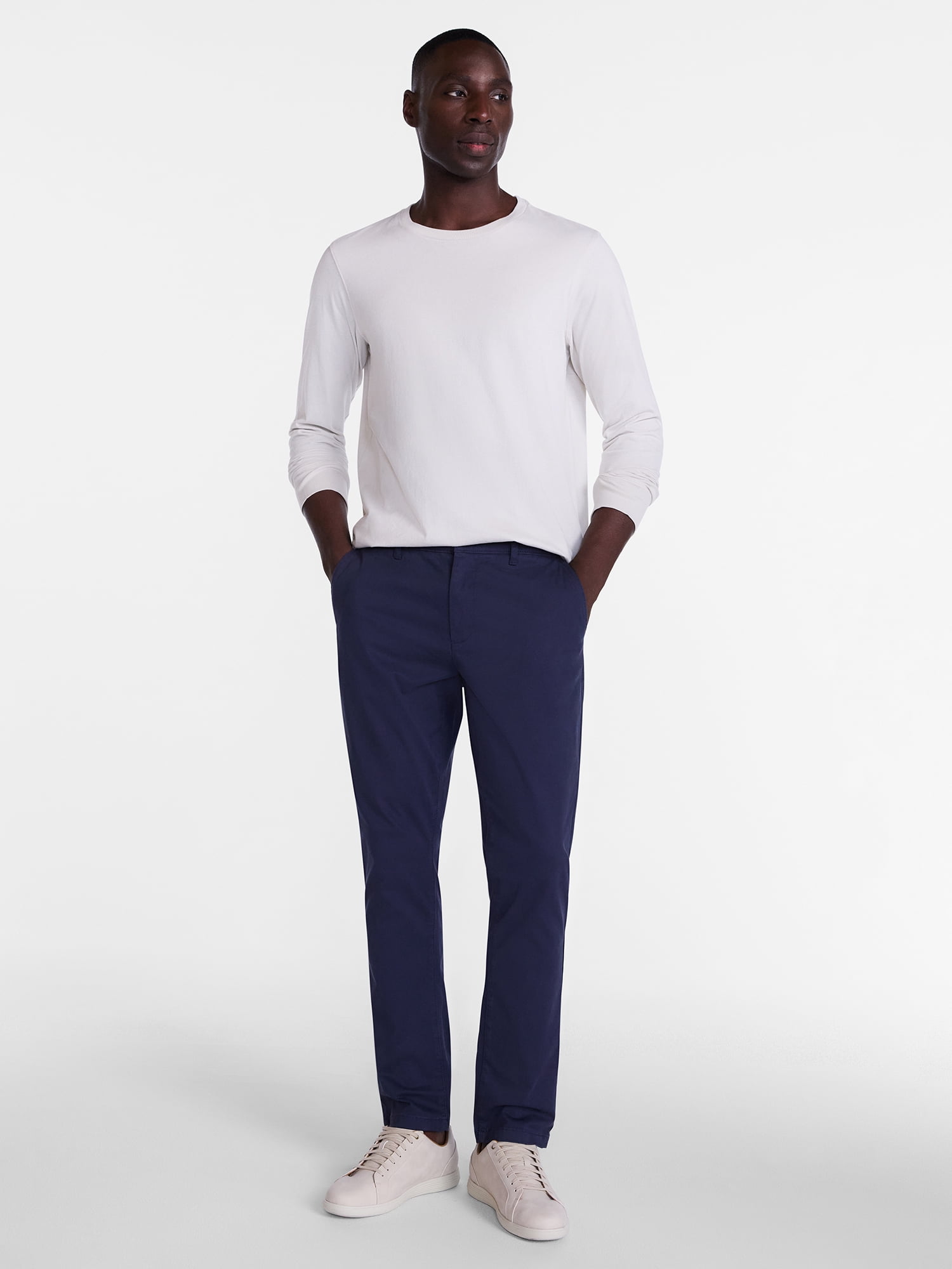 George Men's and Big Men's Cotton Crewneck Tee with Long Sleeves, Sizes XS-3XL