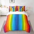 thumbnail image 2 of Rainbow Full Comforter Set - 7 Pieces Bed in a Bag Set,Multicolor Striped Bedding Sets Full with Colorful Triangle Geometry Quilted Comforter,Flat Sheet,Fitted Sheet,Pillowcases, 2 of 5