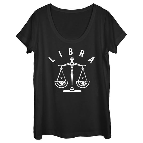 Women's Lost Gods Zodiac Libra Line Symbol Graphic Tee Black Large