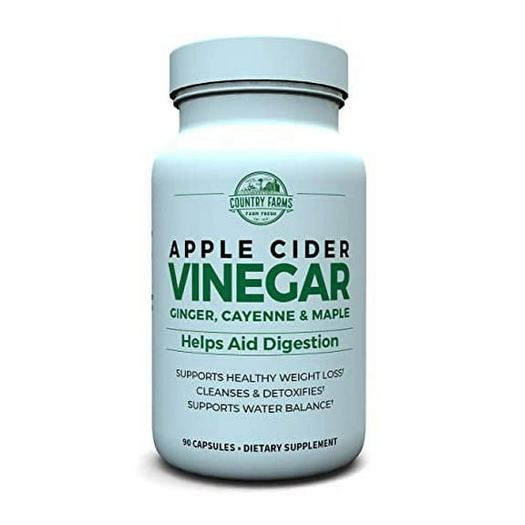 Country Farms Apple Cider Vinegar Capsules, with Ginger, Cayenne and Maple, 90 servings