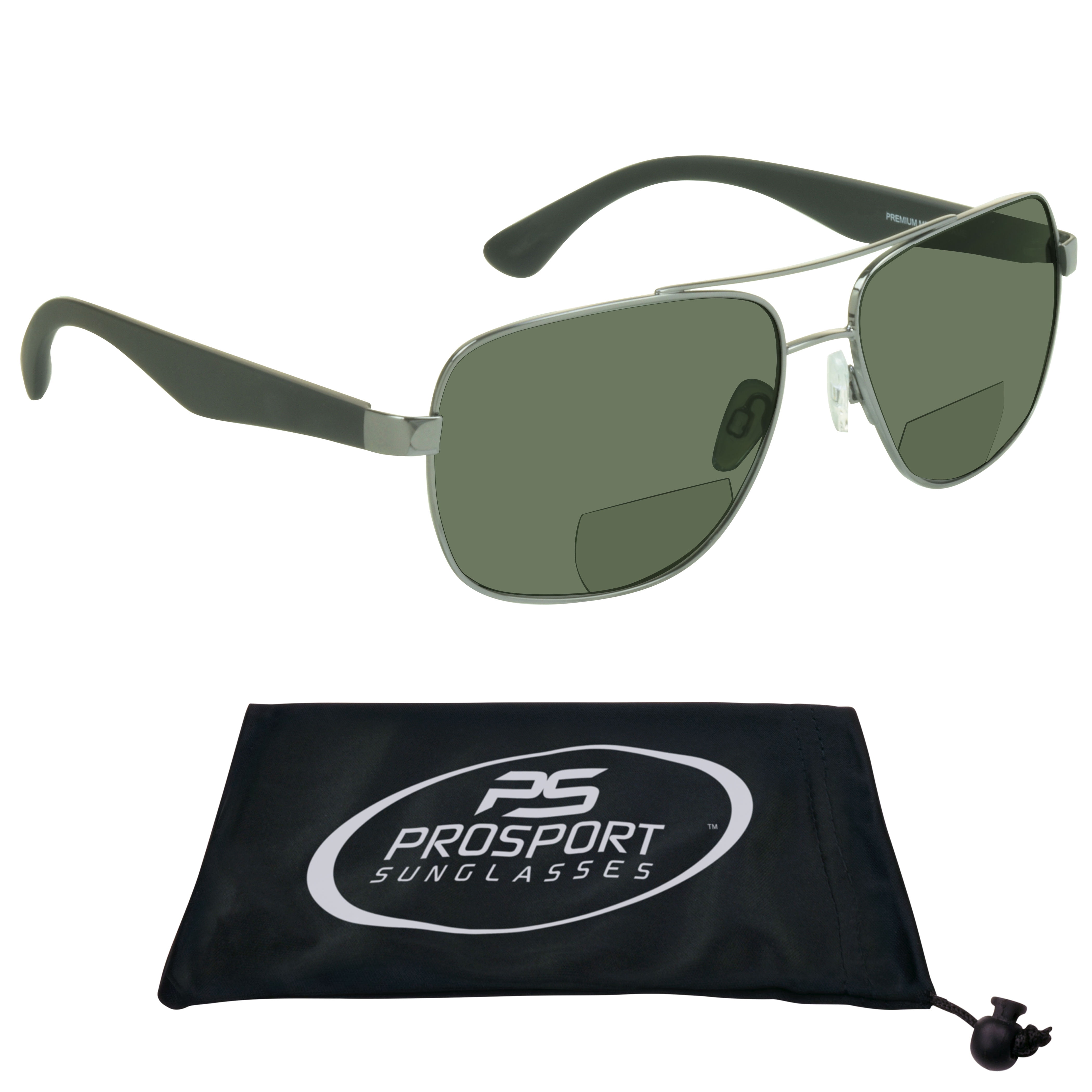 proSPORT Polarized Bifocal Reader Sunglass Rectangle Aviator AntiGlare
