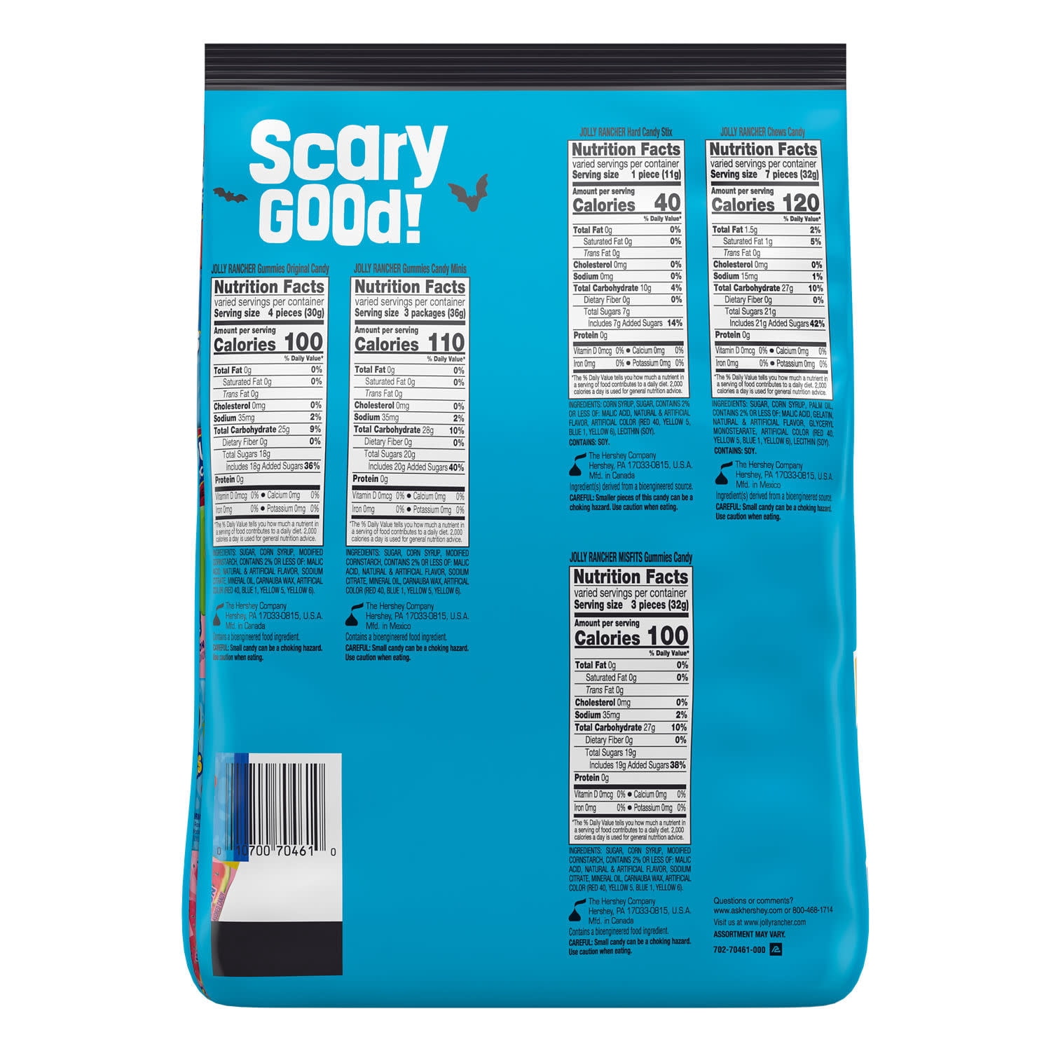 Jolly Rancher Assorted Fruit Flavored Halloween Candy, Bulk Bag 79.07 oz, 275 Pieces
