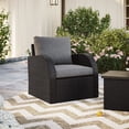 thumbnail image 1 of CorLiving Brisbane Rust-Resistant Outdoor Resin Wicker and Steel Patio Arm Chair with Cushions, Charcoal Grey/Light Grey, 1 of 9